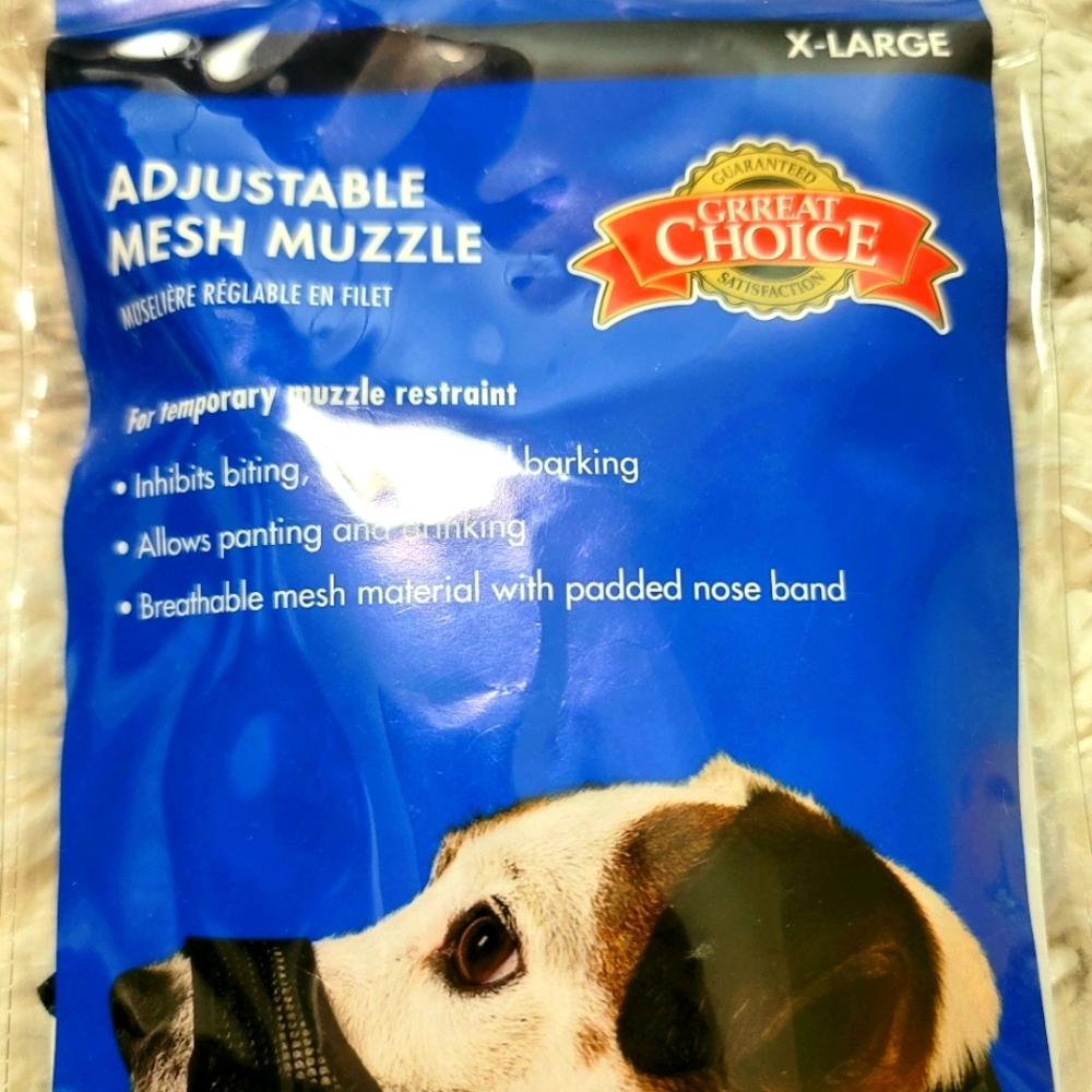 NWT Great Choice Adjustable Mesh Muzzle for Dogs XL 9.5"